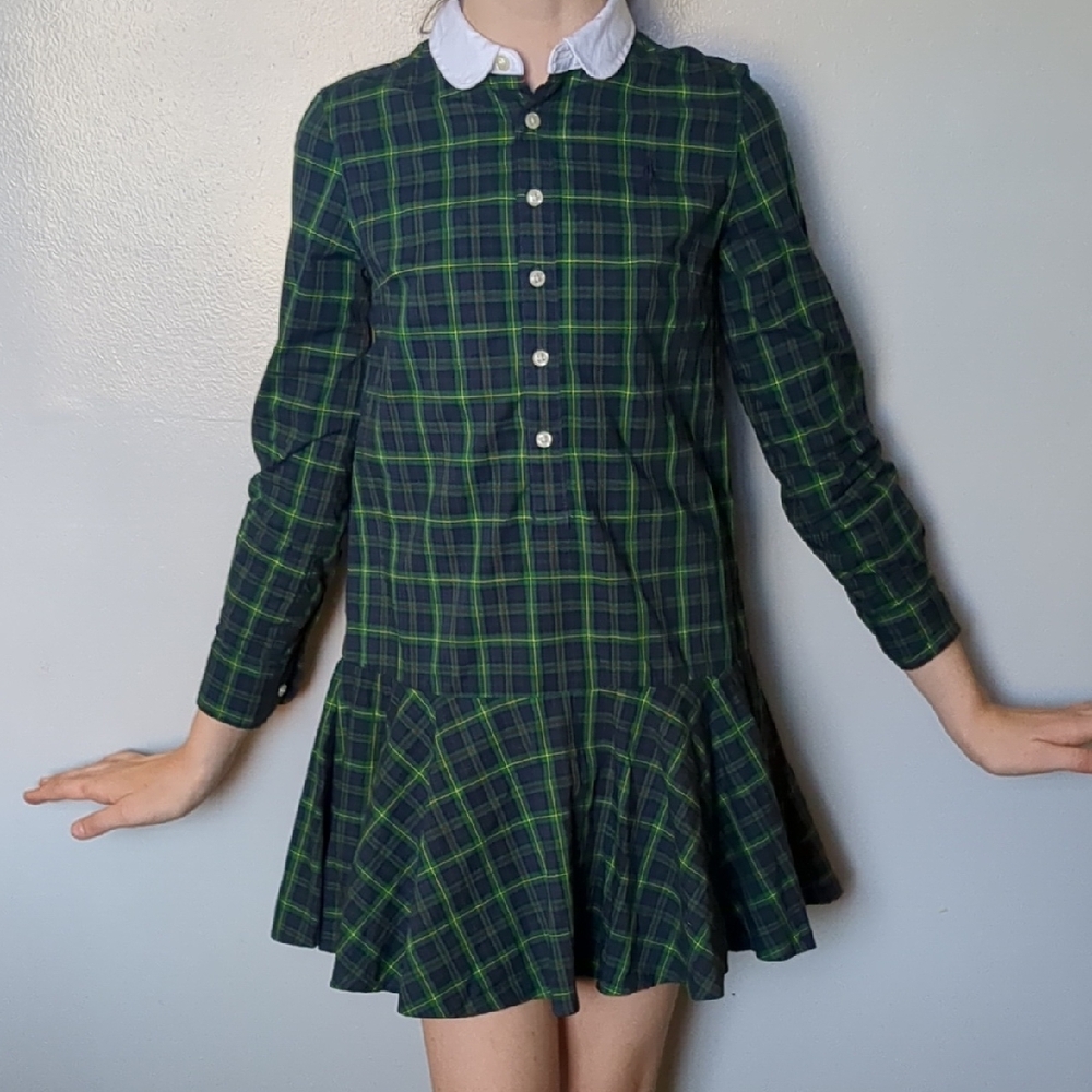 Polo by Ralph Lauren Green and Blue Plaid Dress Preppy